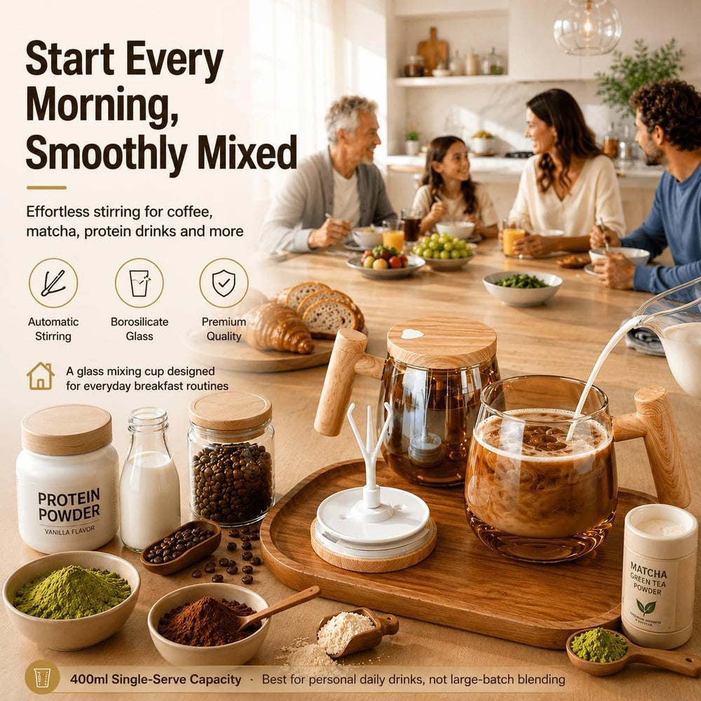 Glass Self Stirring Coffee Mug