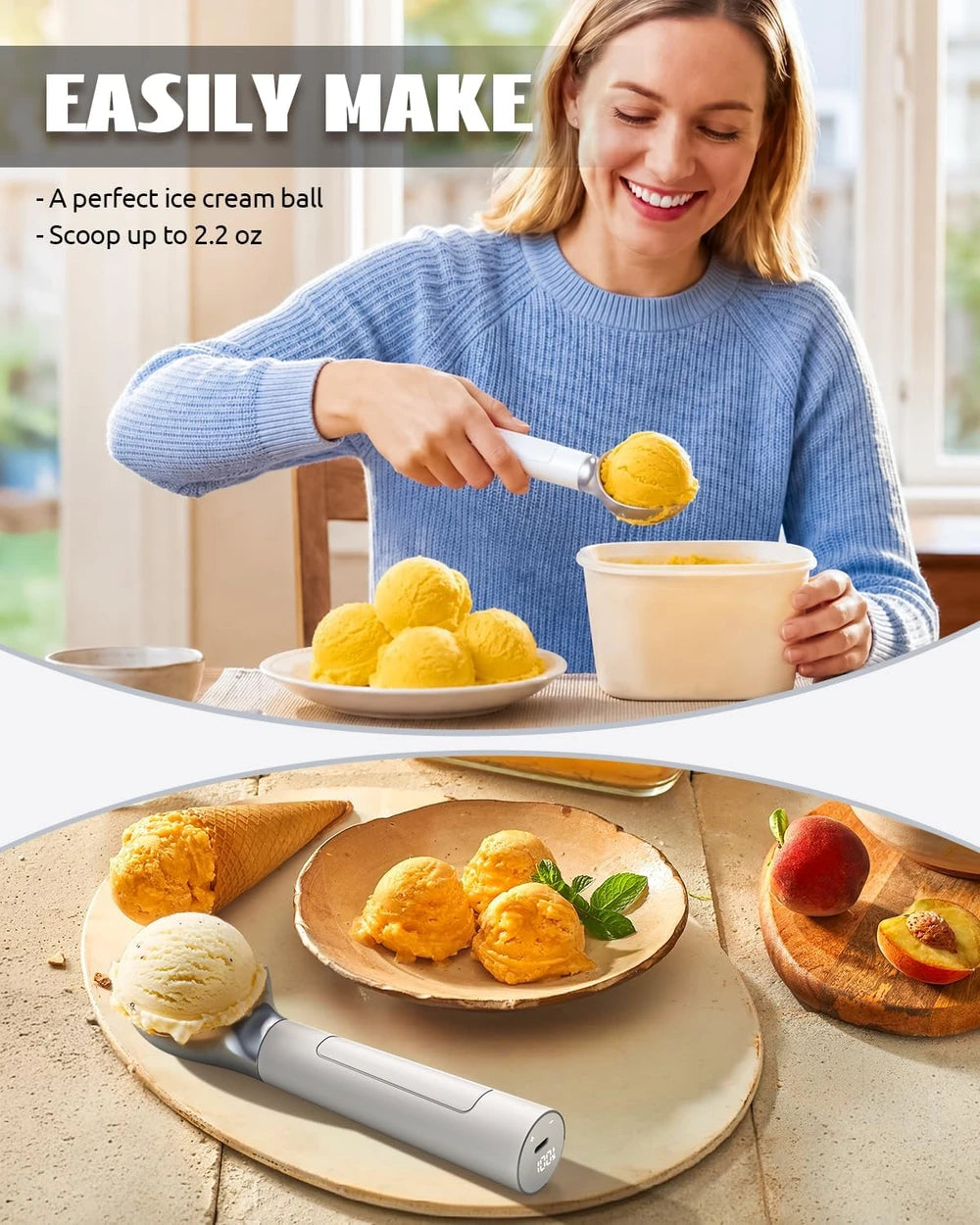 Rechargeable Heated Ice Cream Scoop