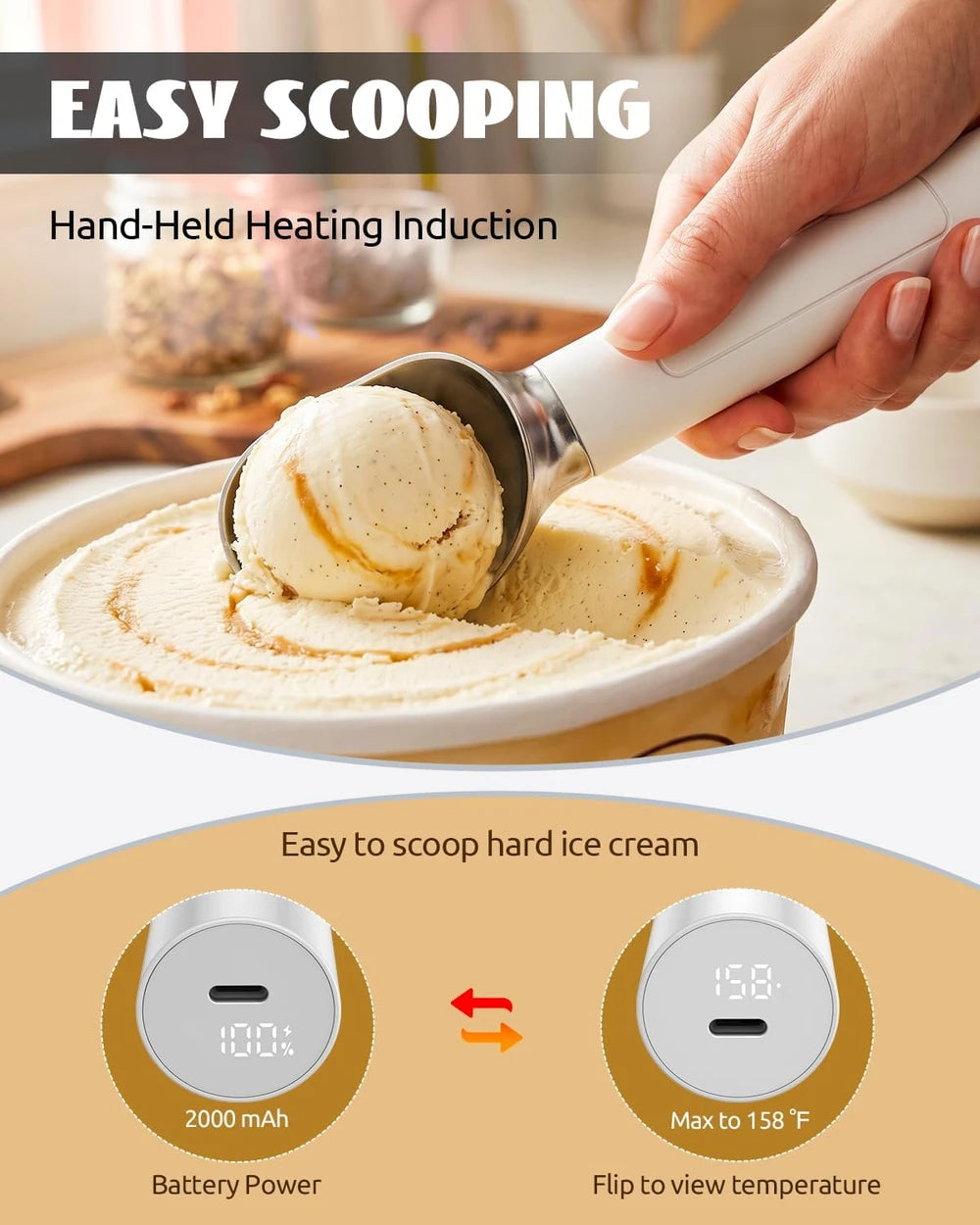 Rechargeable Heated Ice Cream Scoop