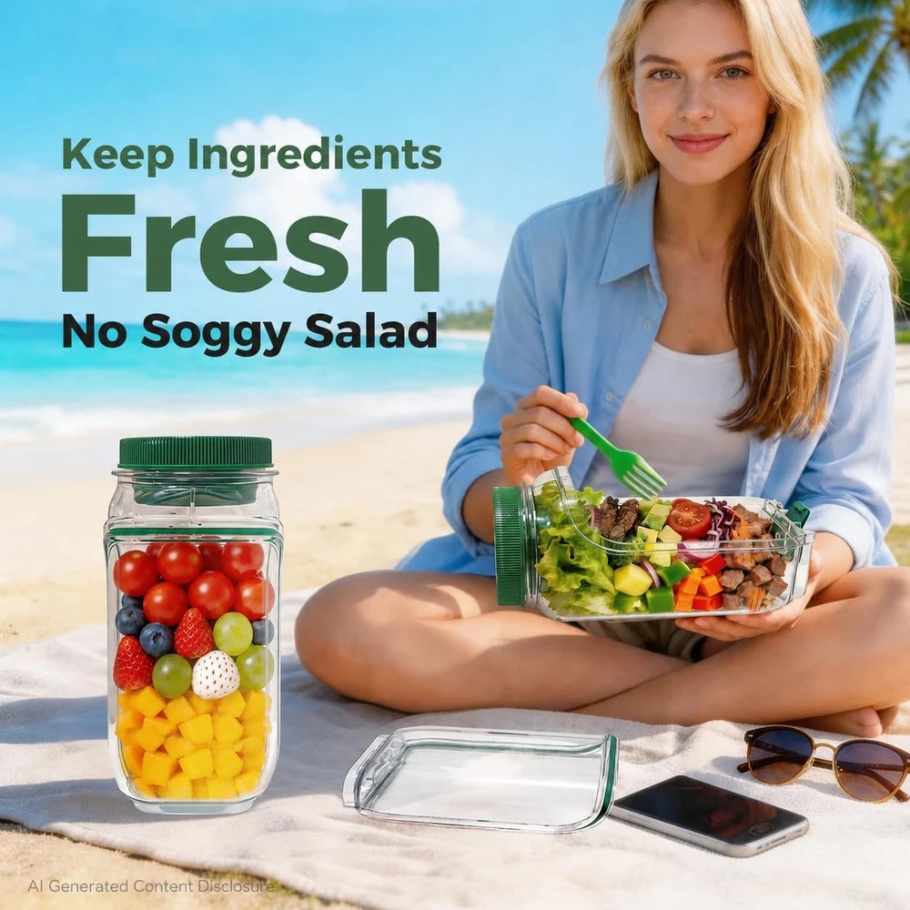 Portable Side Opening Salad Jar
