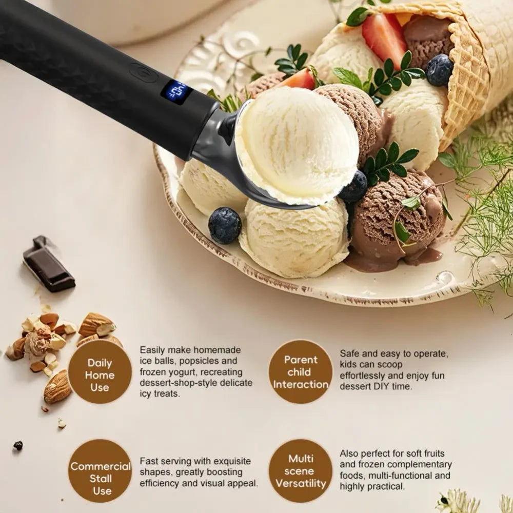 Cuchara para helado eléctrica con calefacción y pantalla digital