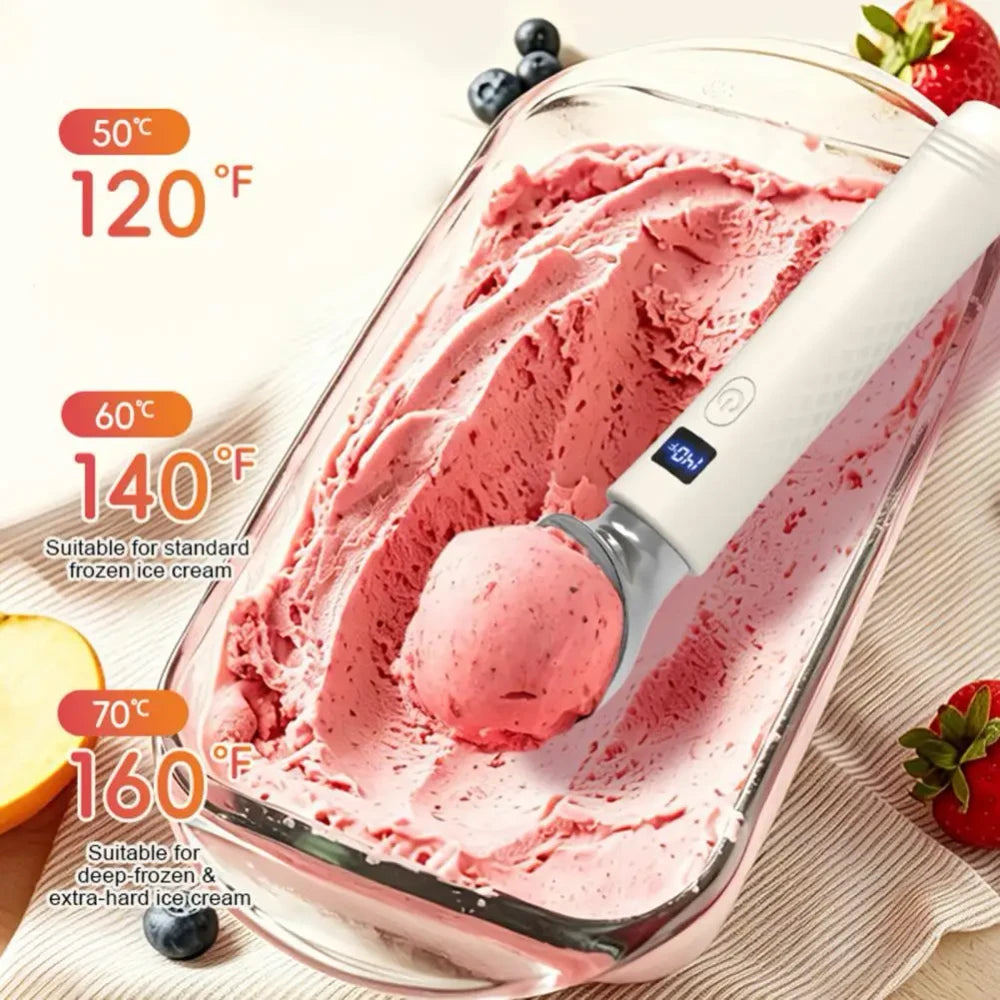 Cuchara para helado eléctrica con calefacción y pantalla digital