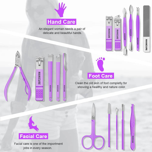 16-Piece Stainless Steel Manicure & Pedicure Kit