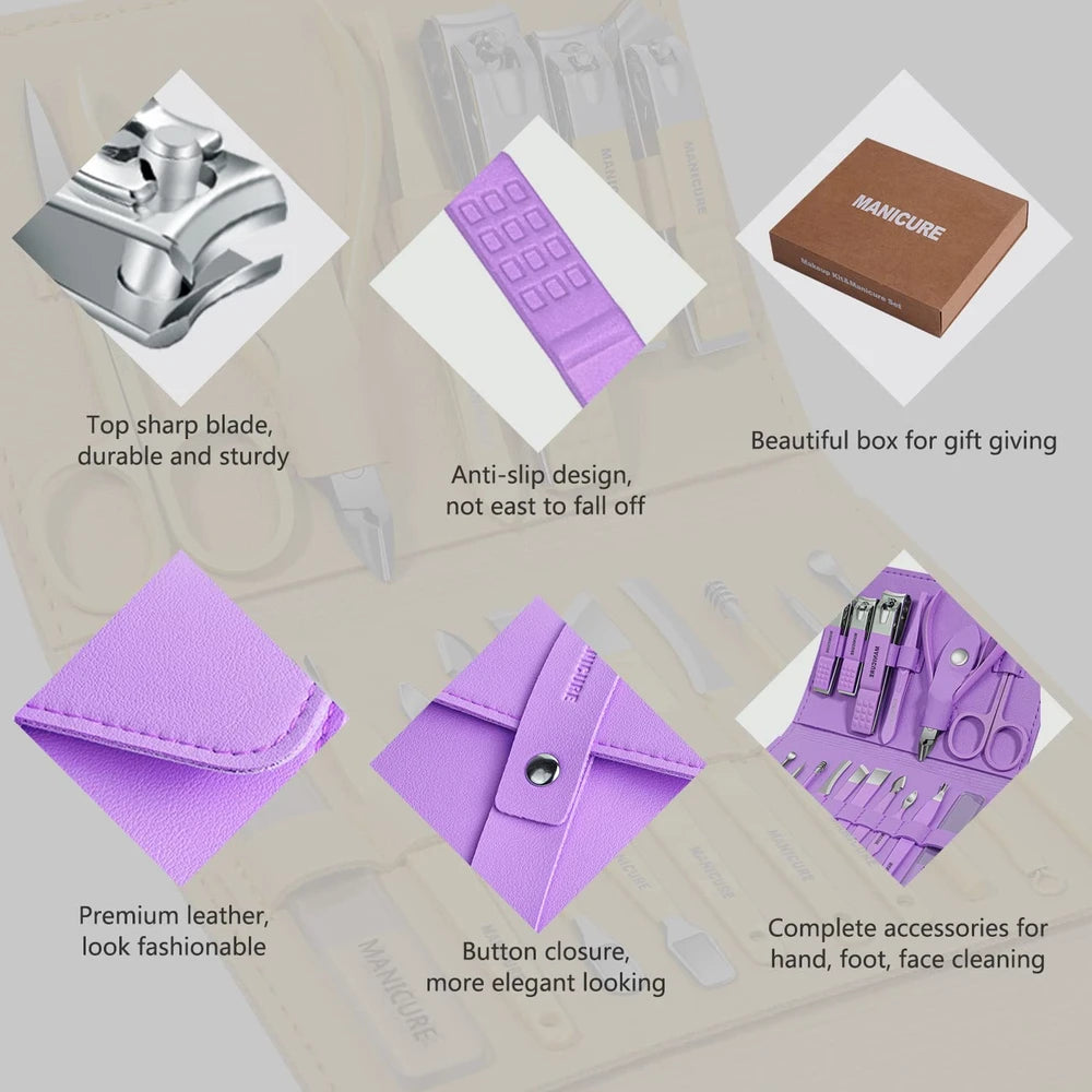 16-Piece Stainless Steel Manicure & Pedicure Kit