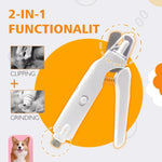Cortauñas 2 en 1 para mascotas con luz LED, tijeras especiales para perros y gatos para evitar cortar la línea de sangre, cortador multifuncional de uñas para patas de animales, artículos para mascotas