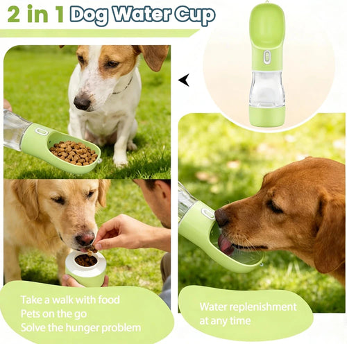 2-in-1 Portable Dog Water Bottle & Food Container