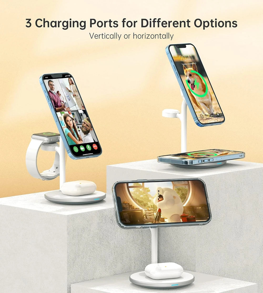 Estación de carga inalámbrica magnética 3 en 1 para dispositivos Apple, 15 W