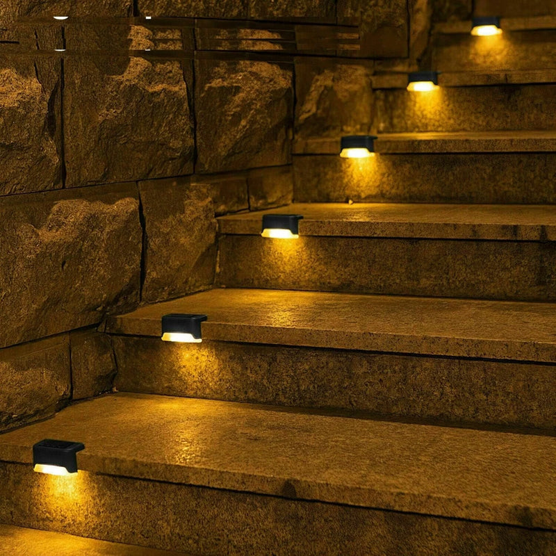 Paquete de 8 luces solares nuevas para terraza, lámparas LED impermeables para exteriores, escaleras y cercas