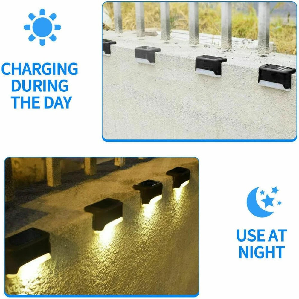 Paquete de 8 luces solares nuevas para terraza, lámparas LED impermeables para exteriores, escaleras y cercas