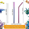 Rainbow Stainless Steel Straws, 8 Pack