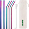 Rainbow Stainless Steel Straws, 8 Pack
