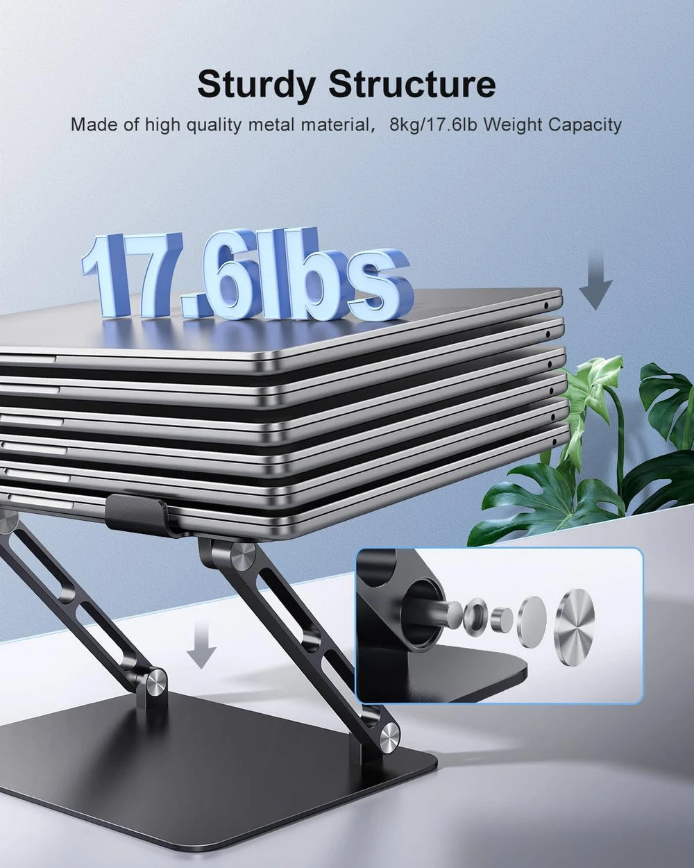 Soporte Ajustable para Portátil, Portátil para Laptops de 17.3 Pulgadas, Soporta hasta 17.6 Libras, Postura Ergonómica y Disipación de Calor