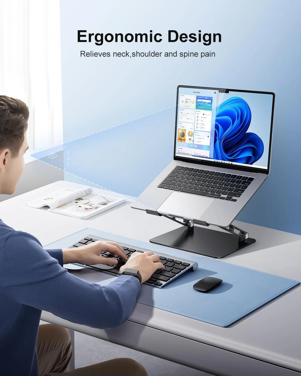 Soporte Ajustable para Portátil, Portátil para Laptops de 17.3 Pulgadas, Soporta hasta 17.6 Libras, Postura Ergonómica y Disipación de Calor