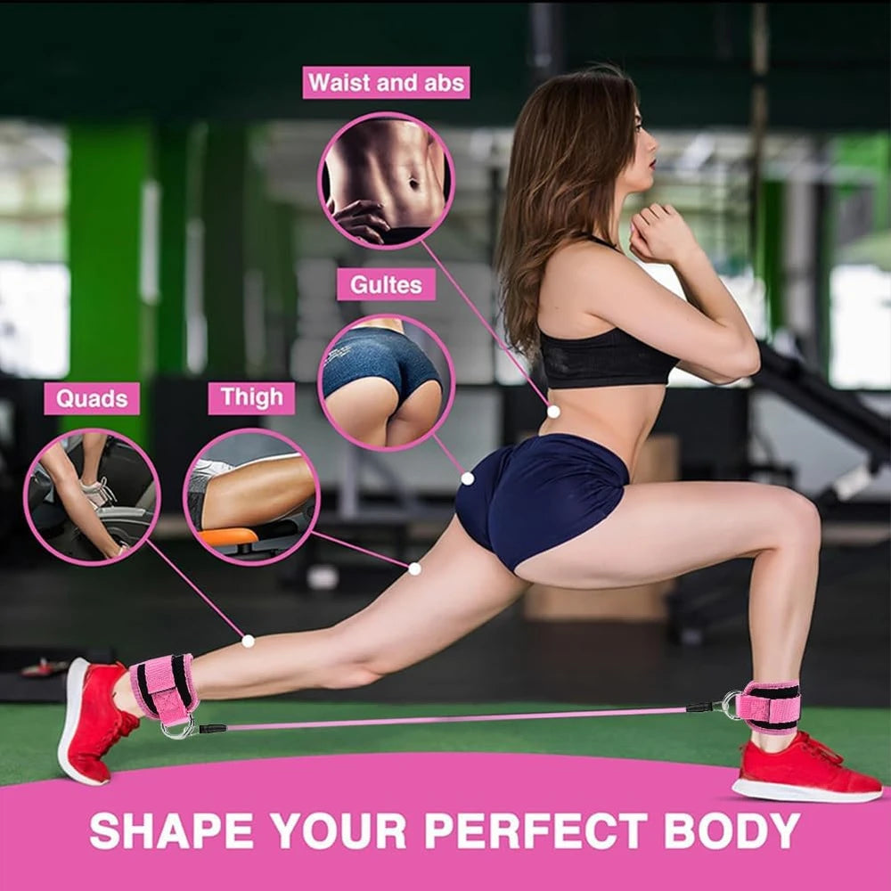 Bandas de resistencia para tobillo con correas para mujer y hombre: equipo de entrenamiento de piernas y glúteos ajustable de 3 niveles, bandas de ejercicio portátiles para gimnasio en casa para patadas, empujes de cadera, yoga y entrenamiento de fuerza