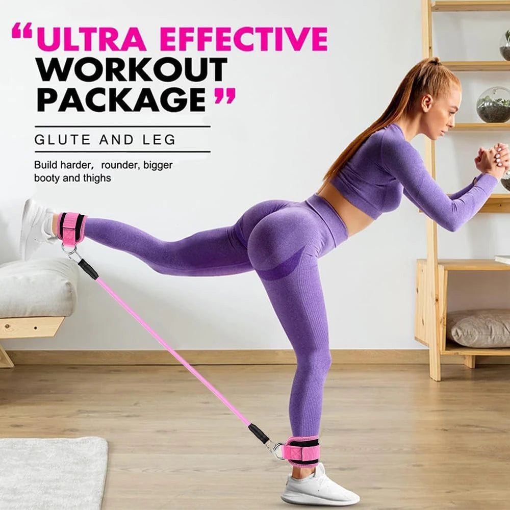 Bandas de resistencia para tobillo con correas para mujer y hombre: equipo de entrenamiento de piernas y glúteos ajustable de 3 niveles, bandas de ejercicio portátiles para gimnasio en casa para patadas, empujes de cadera, yoga y entrenamiento de fuerza