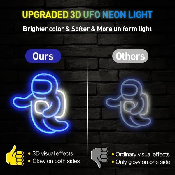 Proyector de luz de neón de astronauta, letrero LED espacial para decoración de pared de dormitorio, alimentado por USB con interruptor, 14.1 x 12.6 pulgadas, letrero de neón genial para sala de estar o juegos, regalo de cumpleaños para niños (azul)