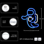 Proyector de luz de neón de astronauta, letrero LED espacial para decoración de pared de dormitorio, alimentado por USB con interruptor, 14.1 x 12.6 pulgadas, letrero de neón genial para sala de estar o juegos, regalo de cumpleaños para niños (azul)