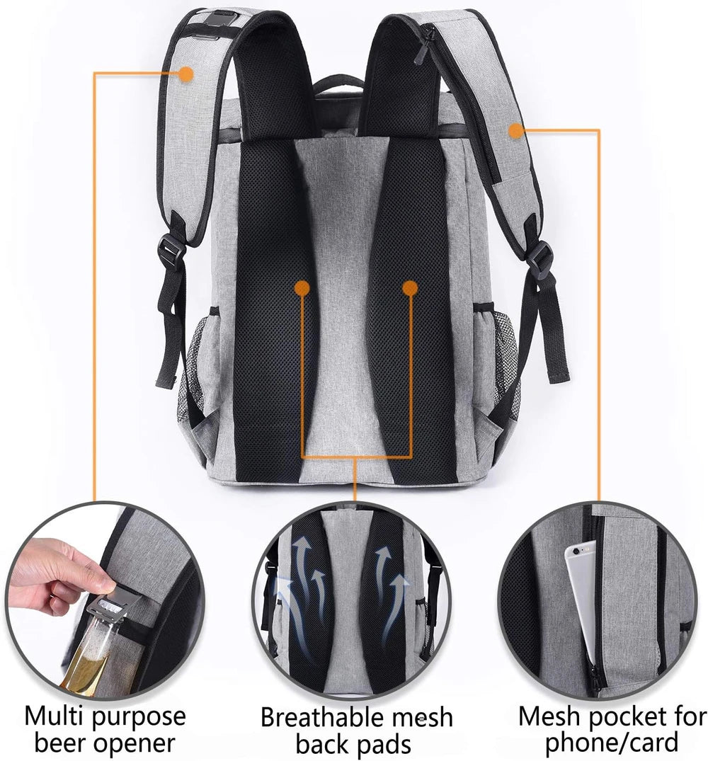 Mochila nevera isotérmica a prueba de fugas e impermeable, ligera, suave, para playa, para hombres y mujeres, para el trabajo, almuerzos, pícnics, camping, senderismo, 30 latas