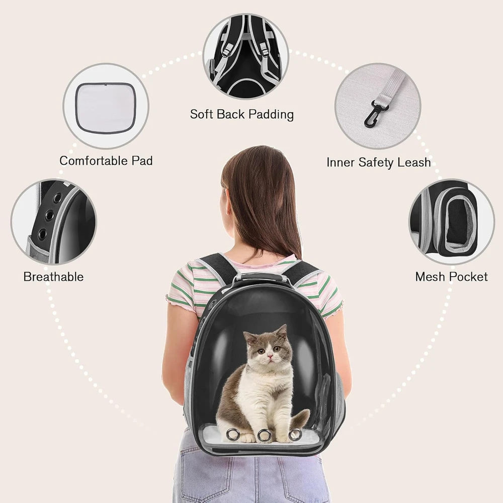 Mochila transportadora para gatos y perros, mochila para mascotas para gatos y cachorros de tamaño pequeño a mediano, bolsa de transporte corporal para mascotas, cápsula espacial para viajes, senderismo, paseos y uso al aire libre