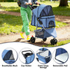 Cochecito para mascotas de 3 ruedas, cochecito plegable y ligero para perros pequeños y medianos y gatos, con malla transpirable y cubierta impermeable con cesta de almacenamiento, para paseos diarios y viajes al aire libre (azul)