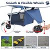 Cochecito para mascotas de 3 ruedas, cochecito plegable y ligero para perros pequeños y medianos y gatos, con malla transpirable y cubierta impermeable con cesta de almacenamiento, para paseos diarios y viajes al aire libre (azul)