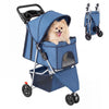 Cochecito para mascotas de 3 ruedas, cochecito plegable y ligero para perros pequeños y medianos y gatos, con malla transpirable y cubierta impermeable con cesta de almacenamiento, para paseos diarios y viajes al aire libre (azul)