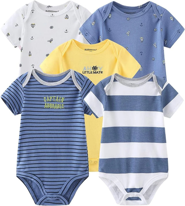 Baby Short-Sleeve Bodysuits, 5 Pack