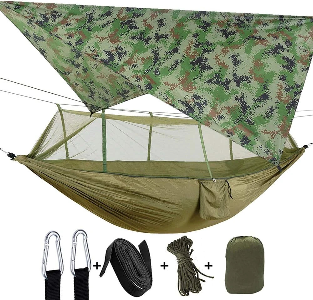 2-Person Camping Hammock with Mosquito Net & Rainfly