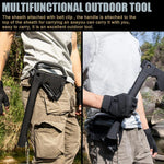 Hacha de mano para acampar con funda y equipo de supervivencia: hacha ligera con sierra de madera dentada integrada, cuchillo y herramientas de iniciador de fuego de magnesio