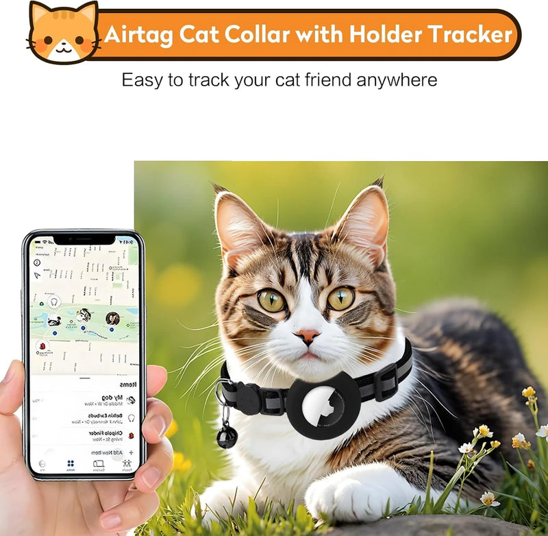 Collar de rastreo GPS para gatos con cierre de liberación rápida y diseño reflectante para una visibilidad nocturna mejorada