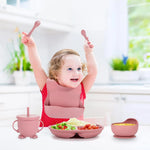 Silicone Baby Feeding Set with Suction Plate, 6 or 8 Piece