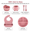 Silicone Baby Feeding Set with Suction Plate, 6 or 8 Piece