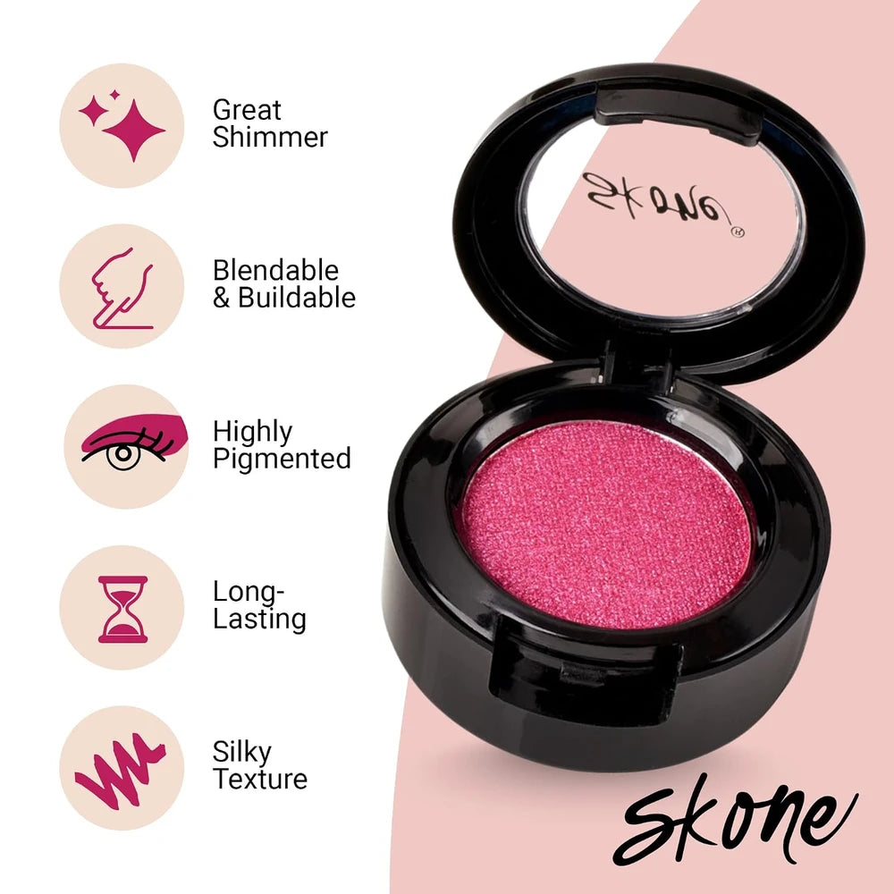 Sombras de ojos Cosmetics Gems, altamente pigmentadas, maquillaje de larga duración, sombra individual con acabado profesional brillante - ultradifuminable, tonos ligeramente brillantes - sombra de ojos rosa - fresas