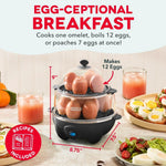 Deluxe Electric Egg Cooker, 12 Eggs, Black