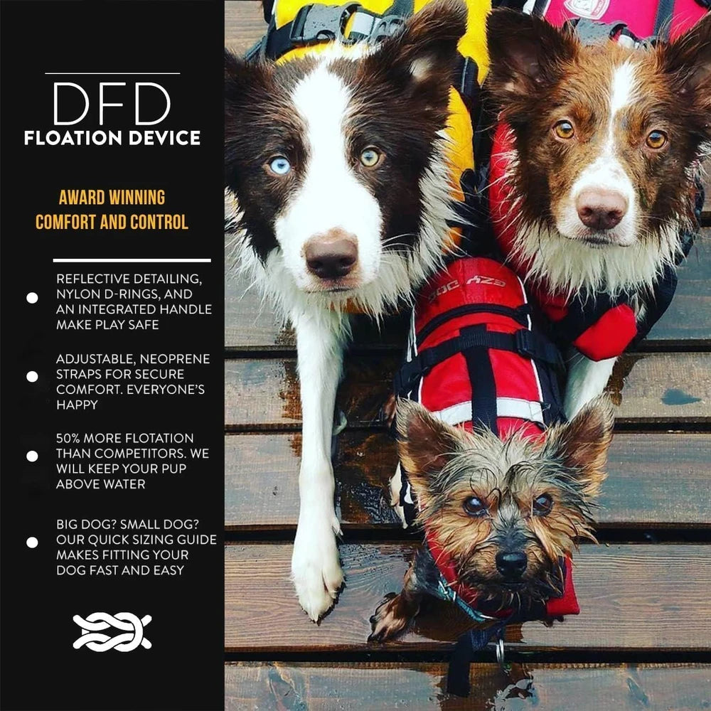 Chaleco salvavidas para perros DFD, chaleco de natación para perros - Extra pequeño, rojo | Chaleco de natación ajustable para perros, correas de neopreno acolchadas, asa de agarre, 50% más material de flotación, ribete reflectante, se mantiene erguido
