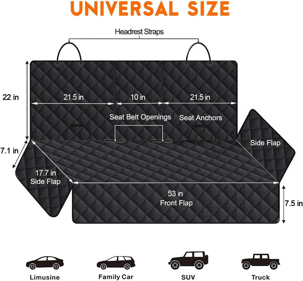 Funda de asiento de coche para perros, funda de asiento trasero para perros, protector de asiento de coche para mascotas
