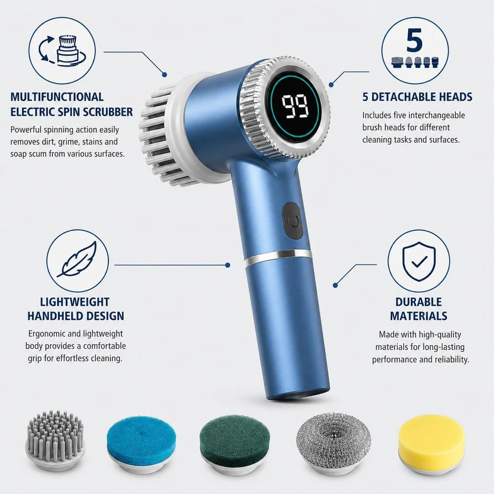 Cepillo de limpieza eléctrico Cepillo para lavar platos Automático Inalámbrico Recargable por USB Cepillos de limpieza profesionales para cocina y bañera