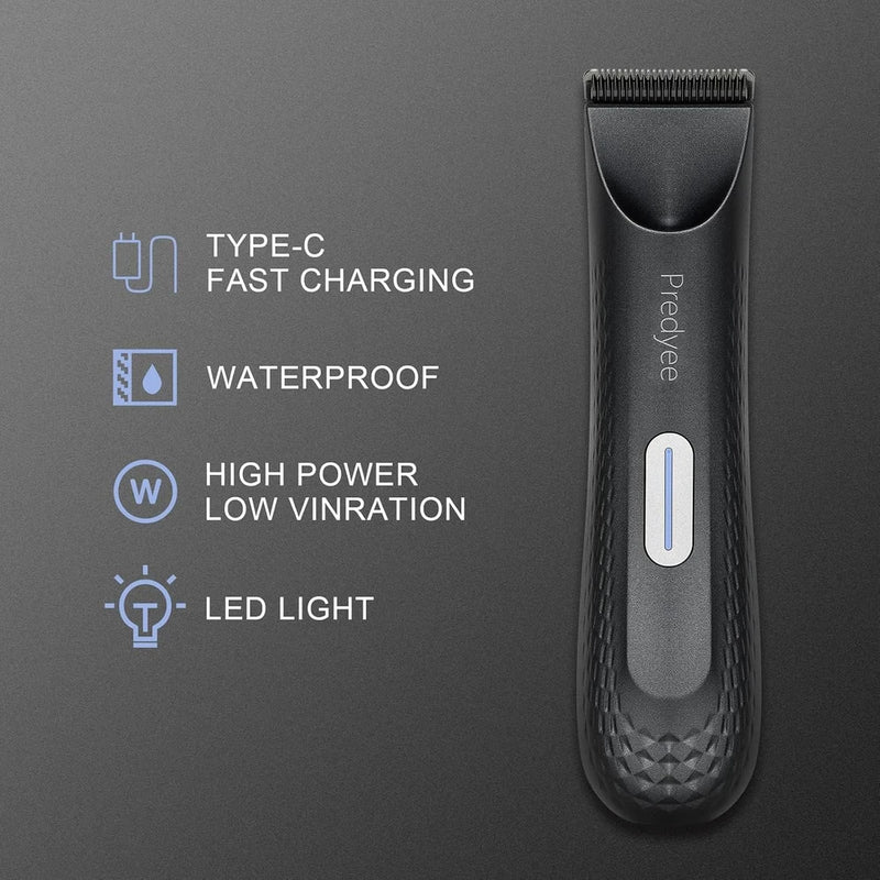 Recortadora eléctrica de vello para la ingle para hombres, cortapelos corporal y púbico resistente al agua, cuchilla de cerámica reemplazable