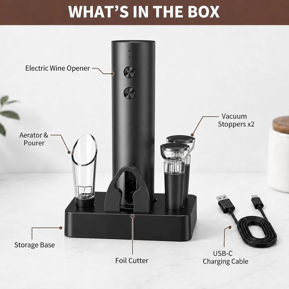 Abrebotellas eléctrico de vino, juego de abridor automático recargable