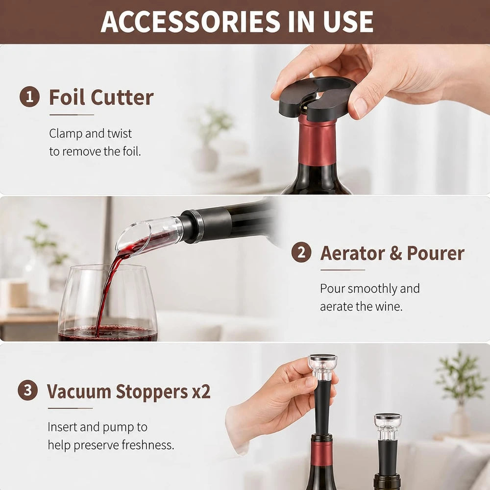Abrebotellas eléctrico de vino, juego de abridor automático recargable