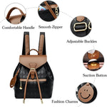 Mochila femenina casual multifunción para mujer, de cuero, de hombro, para la escuela, de viaje