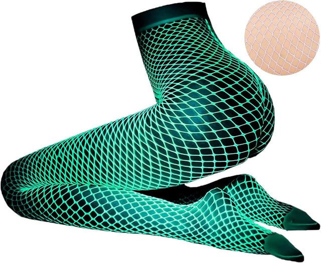 Glow-in-the-Dark High-Waist Fishnet Tights