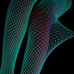 Medias de rejilla que brillan en la oscuridad, pantis de cintura alta para mujer para fiestas
