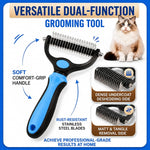 Cepillo de aseo para perros y gatos, herramienta de deslanado, peine rastrillo, removedor de pelo, herramienta de desenredado de doble cara para mascotas, cepillo de aseo, rastrillo para subpelo y peine para eliminar el pelo suelto.