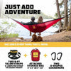 Hamaca doble para camping, equipo para exteriores, mochilero, supervivencia o viajes - Portátil, ligera, de nailon tipo paracaídas, color negro y gris