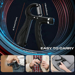 Fortalecedor de agarre de mano, ejercitador de compresión manual con resistencia ajustable de 22 a 132 lb para el entrenamiento de dedos y antebrazos, negro