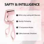Rizador de pestañas térmico con USB, calentamiento rápido y duración de 24 horas, rizador eléctrico recargable, control de temperatura, rizado natural rápido y seguro antiquemaduras para pestañas, rosa