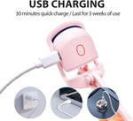 Rizador de pestañas térmico con USB, calentamiento rápido y duración de 24 horas, rizador eléctrico recargable, control de temperatura, rizado natural rápido y seguro antiquemaduras para pestañas, rosa