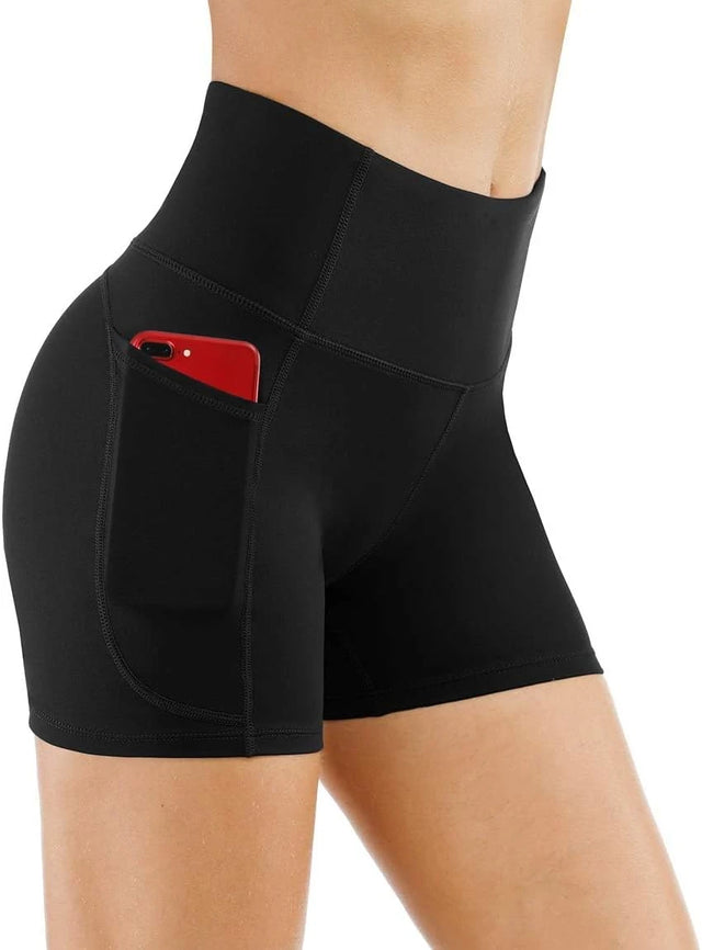 Women's High-Waist Yoga Shorts with Pockets