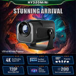 Miniproyector HY320 nativo 720P con Android 11, 4K, 300 ANSI, Wifi6, BT5.0, proyector portátil para cine al aire libre con rotación de 180°